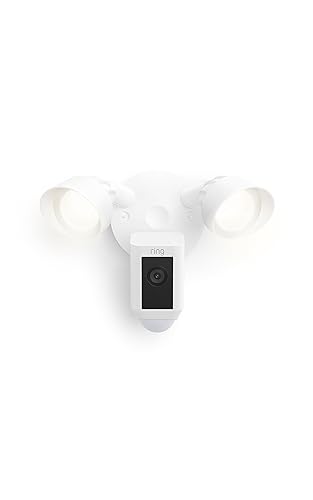 Ring Floodlight Cam Wired Plus (newest model), Outdoor home or business security with motion-activated 1080p HD video and floodlights, White