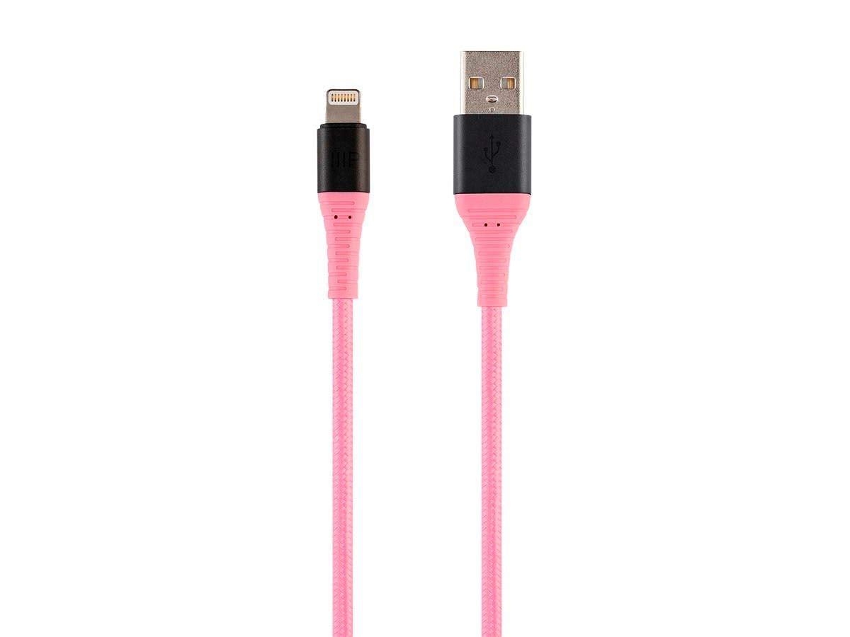 Monoprice Apple MFi Certified Lightning to USB Type-A Charge and Sync Cable - 6 Feet - Pink, Kevlar-Reinforced Nylon-Braid, Durable - AtlasFlex Series