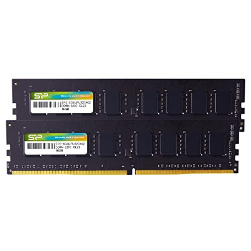 Silicon Power DDR4 32GB (2x16GB) 3200MHz (PC4-25600) CL22 UDIMM 288-Pin Desktop Computer Memory
