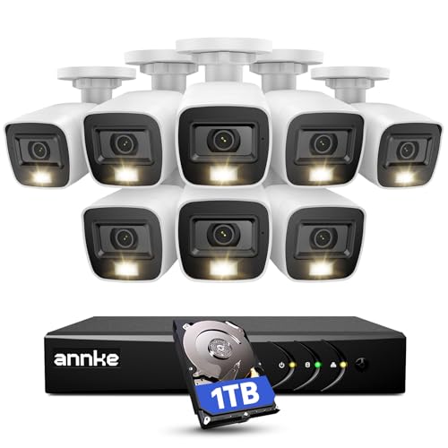 ANNKE 3K Lite Wired Security Camera System with AI Human/Vehicle Detection, H.265+ 8CH Surveillance DVR with 1TB Hard Drive and 8 x 1080p HD Outdoor