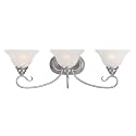 Livex Lighting 6103-91 Coronado 3 Light Brushed Nickel Vanity with White Alabaster Glass, 26.5 x 9.25 x 8.5