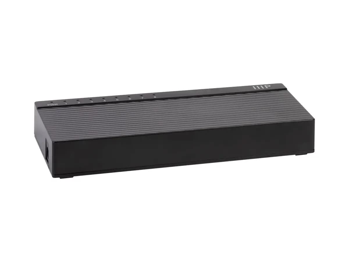 Monoprice 8?Port Fast Ethernet Unmanaged Network Switch - 10/100Mbps, Compact, Desktop or Wall Mount, Plug-N-Play, for Network Enabled Devices Such As