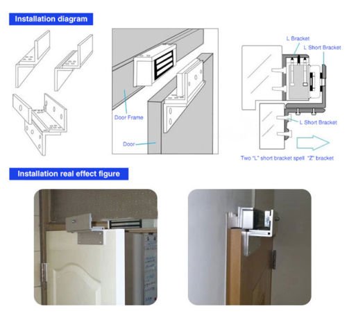 UHPPOTE ZL Mounting Bracket Clamp LZ Stents for 500KG 1200Lbs Magnetic Lock Inward Door