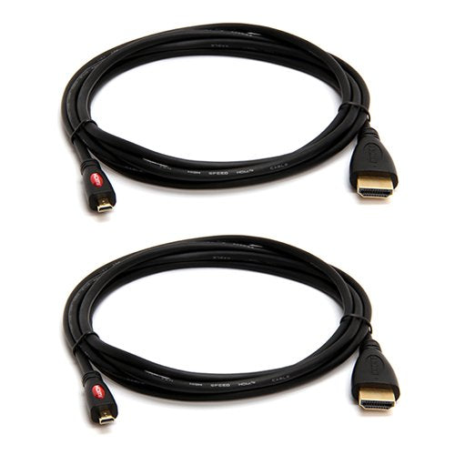 Cmple -6 ft High Definition Micro HDMI to HDMI Gold Plated Adapter Cable for Cell Phones - Pack of 2