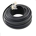 BoostWaves 50' Foot Black Telephone Extension Cord Cable Line Wire RJ-11