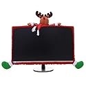 PartyYeah Christmas Computer Monitor Cover, Elastic Xmas Decorations Reindeer Computer Monitor Border Cover, Elastic Laptop Computer Cover for Xmas