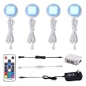 AIBOO RGB Color Changing LED Under Cabinet Lights Kit, Aluminum Slim Multi Color Puck Lights for Kitchen Counter Furniture Holiday Ambiance Christmas