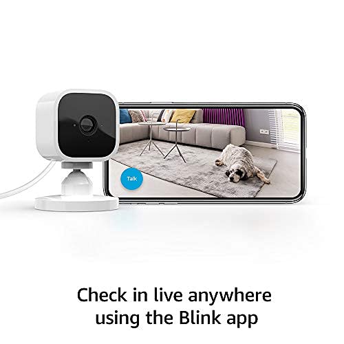 Blink Mini - Compact indoor plug-in smart security camera, 1080p HD video, night vision, motion detection, two-way audio, easy set up, Works