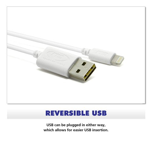 RND Power Solutions MFi Certified Lightning USB 10ft Cable for Apple iPhone and iPad (Pro, Air, Mini) (10 feet/3M/White)