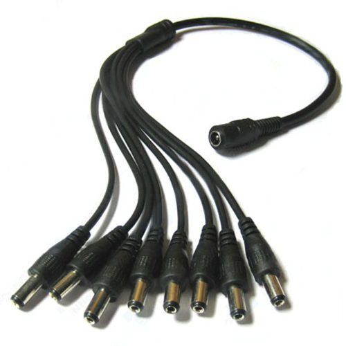 BW Security Camera 8Ch Power Supply Splitter Cable 1 Female 8 Male 2.1mm Adaptor