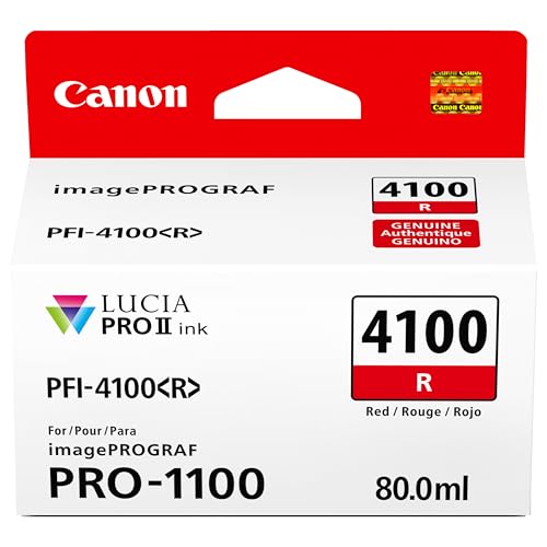 Canon PFI-4100 Genuine Red Ink Tank, Compatible with imagePROGRAF PRO-1100 Printers
