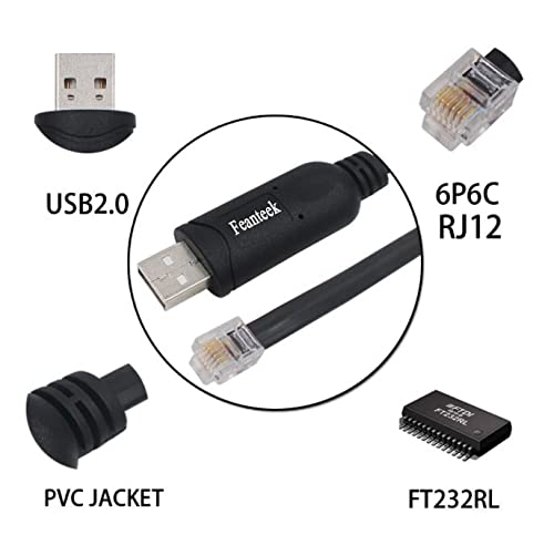 Feanteek APC Serial Cable 940-0144b USB to RJ12 Console Cable for APC Meter and Switch PDU AP78xx,AP79xx,AP86xx,AP88xx,AP89xx(6FT/1.8M)
