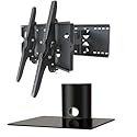 2xhome - New TV Wall Mount Bracket (Dual Arm) & (1) Single Shelf Package - Secure Cantilever LED LCD Plasma Smart 3D WiFi Flat Panel Screen Monitor