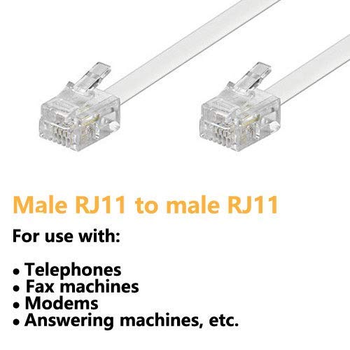 Uvital 100 Feet Telephone Landline Extension Cord Cable Line Wire with Standard RJ-11 6P4C Plugs(White 30.5M,1Pack)