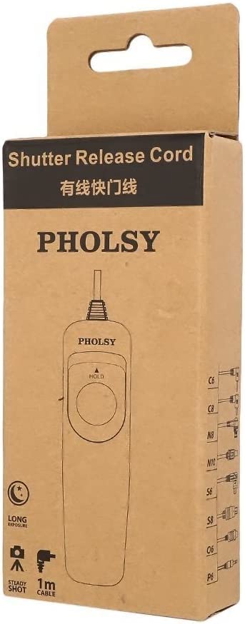 PHOLSY C8 Shutter Remote Control Cable Release Switch - Compatible with Canon EOS R, 1D, 5D, 6D & 7D Series Cameras