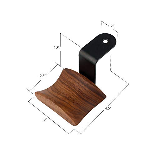 KiaoTime Headphone Hanger Holder - Walnut Wood Headset Stand, Universal Fit (Under-Desk Mount)