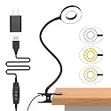 iZELL Desk Lamp, [3 Color Modes & 10 Brightness] LED Reading Light with Clamp, Silicone Flexible Arm Book Light for Kids Reading Book in Bed at Night