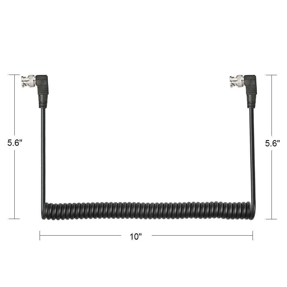 Superbat BNC Cable Coiled 3G/HD SDI Cable 3ft 75 Ohm BNC Jumper Right Angle for Cameras and Video Equipment?Support HD-SDI/3G-SDI?SDI Cord