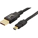 Amazon Basics USB-A to Mini USB 2.0 Cable, 480Mbps Transfer Speed with Gold-Plated Plugs, 3 Foot, Black