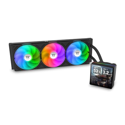 Thermaltake TH360 V3 Ultra ARGB CPU Liquid Cooler; Intel/AMD; 1x360mm 500~2500rpm Single Frame ARGB Fan; 3.95" TFT 720x720p LCD; Rotatable Pump Head