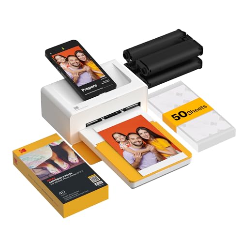 KODAK Dock Plus 4x6 Photo Printer, Smartphone Docking, 4PASS, 50 Sheets