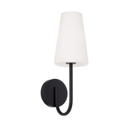 Capital Lighting 655211MB-550 Averitt Soft White Glass Wall Sconce, 1-Light 60 Watt, 17" H x 6" W, Matte Black