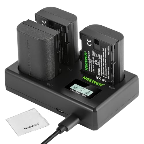 NEEWER Replacement Battery and Charger Set for LP-E6NH, 2250 mAh Replacement for LP-E6NH Battery & Triple Slot USB Charger Compatible with Canon EOS