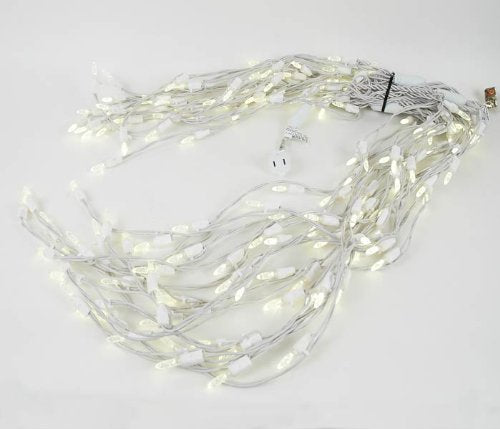 Novelty Lights LED Icicle Lights Warm White, 15 Feet 150 LED M5 Bulbs on 30 Drops with 6 Inch Spacing, 12-32" Drops, Commercial Grade White Wire