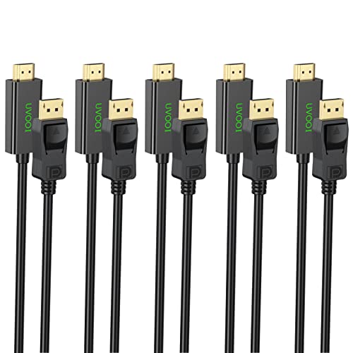 DisplayPort to HDMI Cable 6ft 5-Pack, Display Port (DP) to HDMI Cable 6 feet Adapter for All DisplayPort Laptop/Computer to Monitor/HDTV/Projector