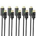 DisplayPort to HDMI Cable 6ft 5-Pack, Display Port (DP) to HDMI Cable 6 feet Adapter for All DisplayPort Laptop/Computer to Monitor/HDTV/Projector