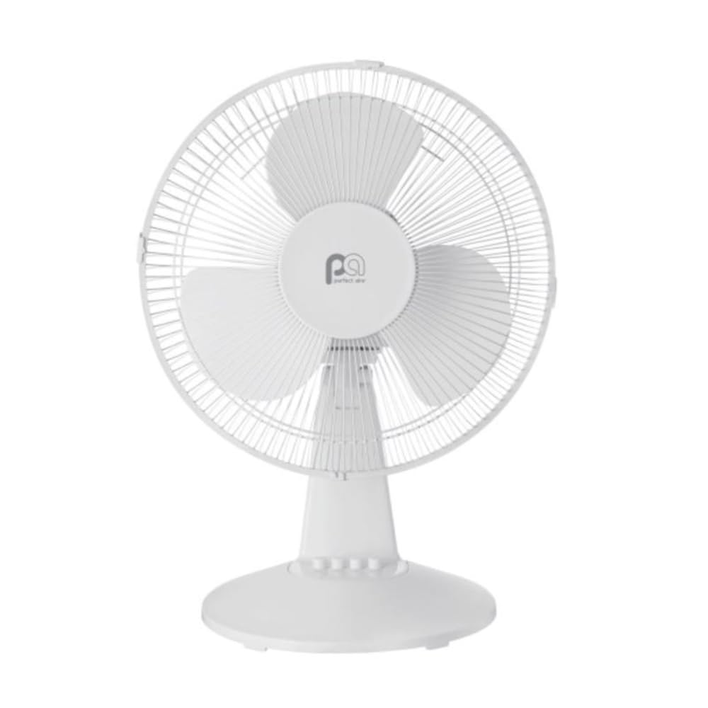 Perfect Aire 1PAFD12 Table Fan 18.5" H X 12" D 3 speed Oscillating White