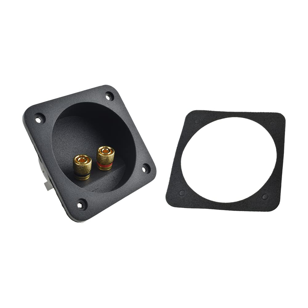 Hahiyo 80mm Diameter Square Speaker Box Terminal Cup Withstand Higher Sound Pressure Less Resonance Connect Securely Binding Post Connector Black 2