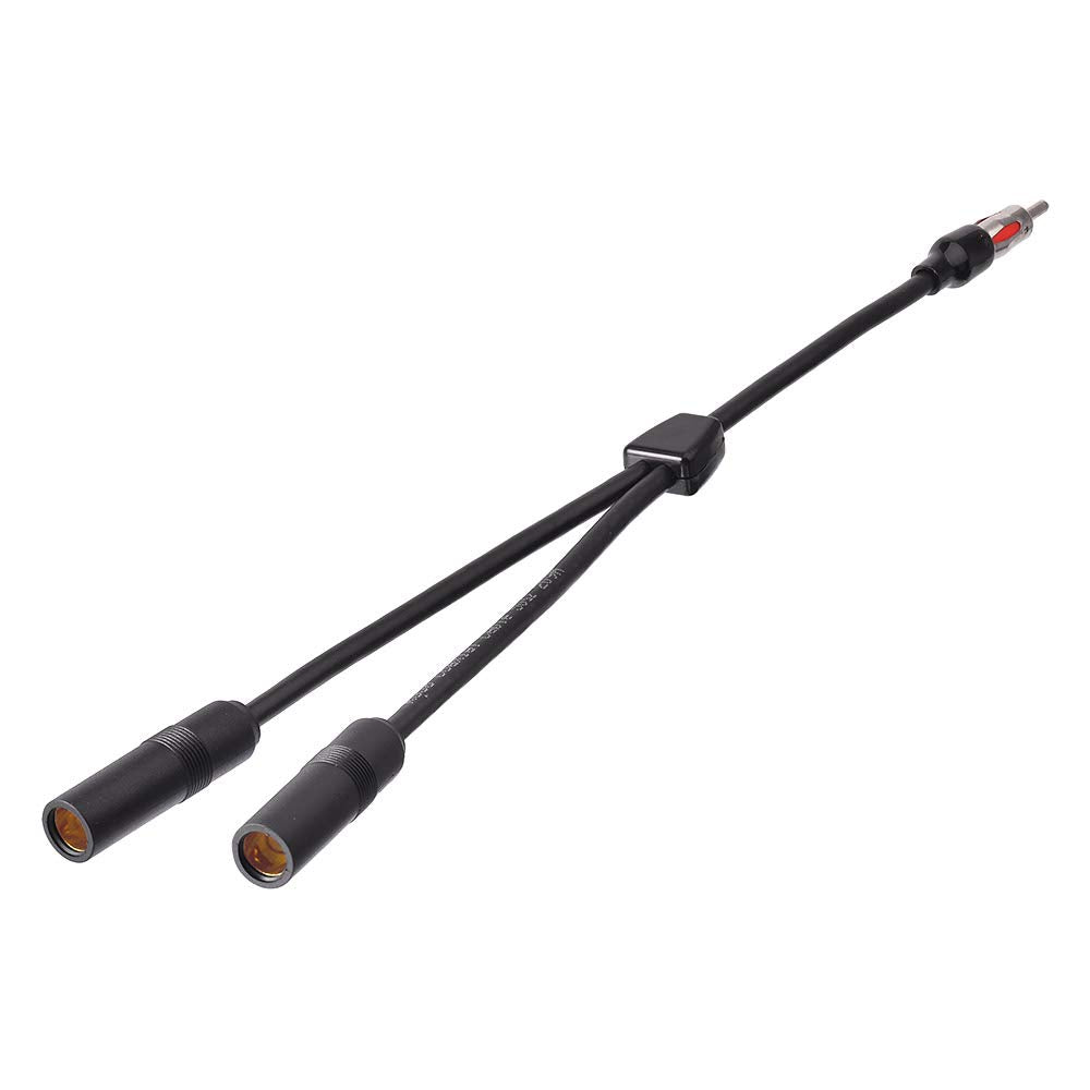 Bingfu Car FM AM Antenna Splitter Adapter Cable, DIN Male to 2 Female Connector for Vehicle Truck SUV Stereo Head Unit Receiver - DIN 1 to 2 Female