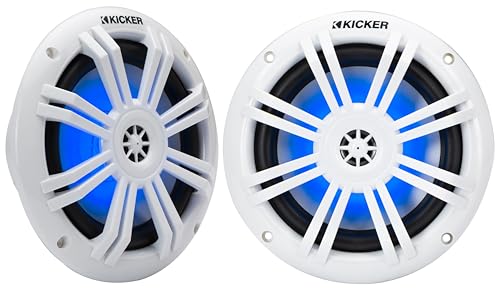 KICKER 51KM604WL KM 6.5" 4? LED Marine Coaxial Speakers - Pair