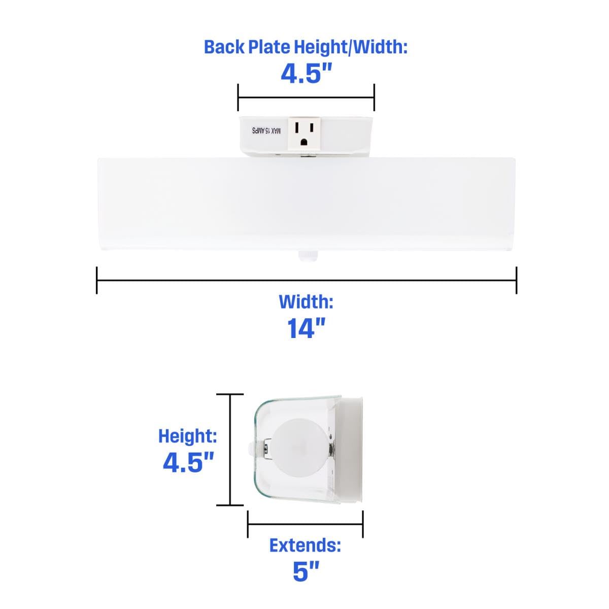 Two-Light Interior Wall Fixture with Ground Convenience Outlet, White Finish Base with White Ceramic Glass
