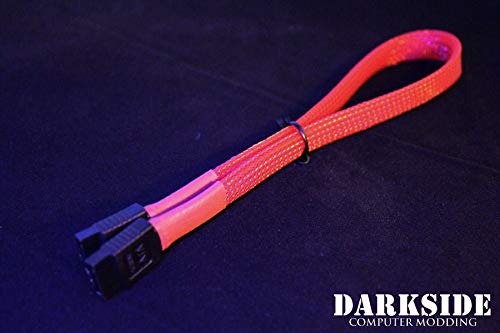 Darkside 30cm (12") SATA 3.0 180° to 180° Data Cable with Latch - Red UV (DS-0145)