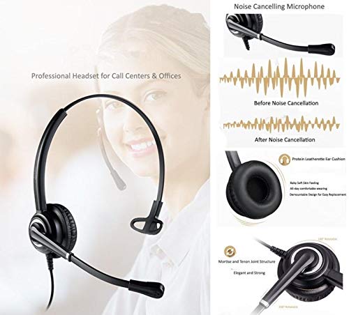 Cisco Phone Headsets for Office Phones - Binaural Call Center HD Telephone Headset with Microphone for Landline Phones - Corded Desk Phone Headset