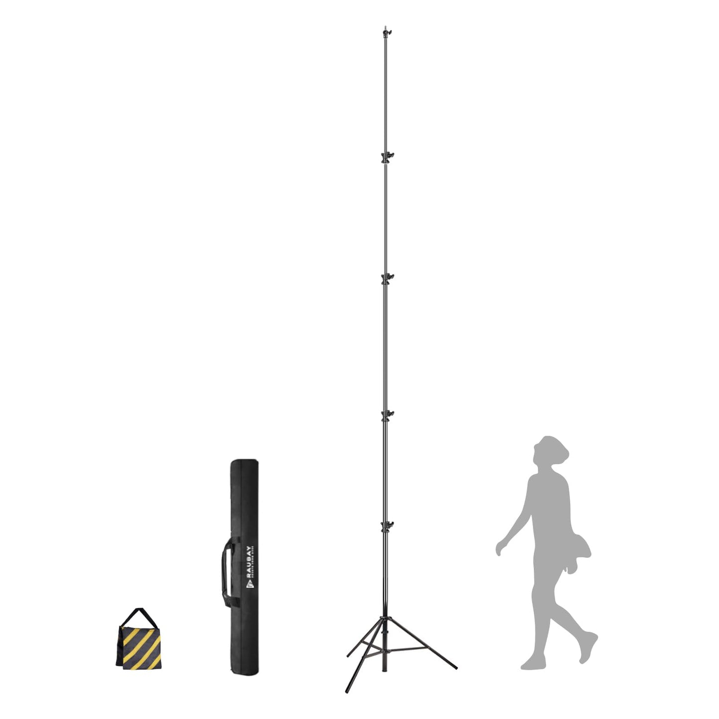 ?16' Heavy Duty? RAUBAY Extreme Tall Video Camera Sports Tripod Stand Air-Cushioned Telescoping Aluminium Alloy Light Stand with 1/4"& 3/8" Screw