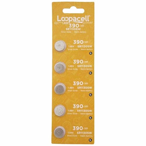 LOOPACELL 25 Pieces 390/389 SR54/SR1130W Silver Oxide Watch Batteries