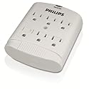 Philips SPP2306WA 900-Joule Child-Safe Wall Tap Household Appliance Surge Protector (6 outlets)