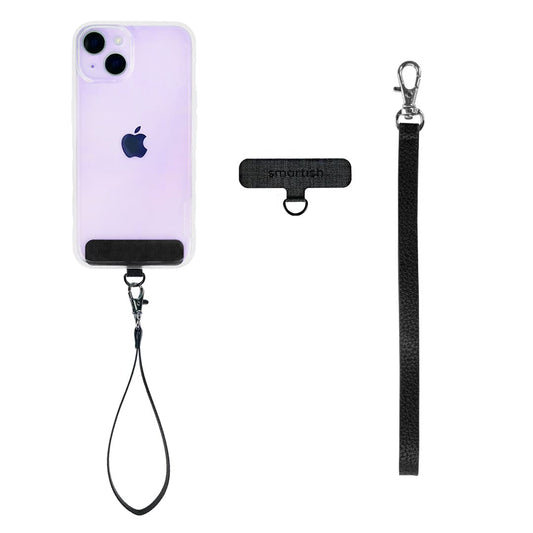 Smartish Phone Wristlet - Case Clinger - Universal iPhone Holder with Detachable Wrist Strap Loop for All Phone Cases - Black Vegan Leather