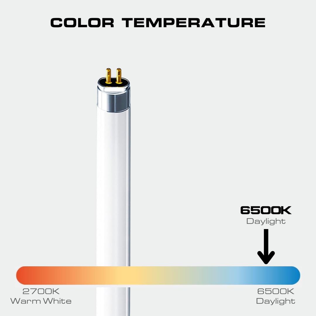 Four-Bros Lighting F54T5/865/HO Fluorescent Tube Light - 54W High Output, T5 Slim Design, G5 Mini Bi-Pin Base, 6500K Daylight, 5000 Lumens, 85+ CRI