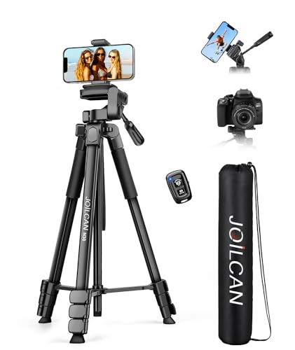 JOILCAN Phone Tripod Stand - 67" Aluminum Extendable Tripod with Remote, Portable Tripods for iPhone Photos Selfie & Video, Compatible with iPhone