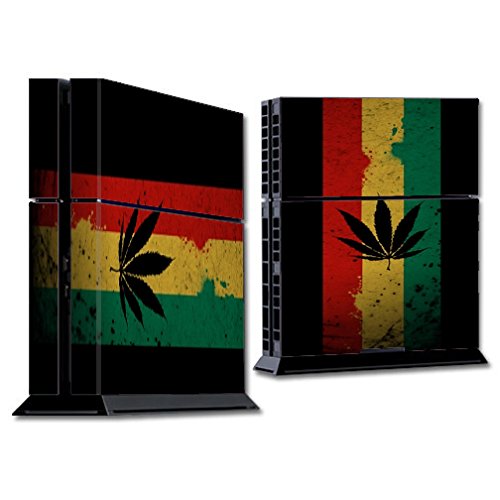 Skin Decal Vinyl Wrap for PS4 Sony Playstation 4 Console (skins only) - Rasta Weed Pot Leaf Red