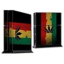 Skin Decal Vinyl Wrap for PS4 Sony Playstation 4 Console (skins only) - Rasta Weed Pot Leaf Red