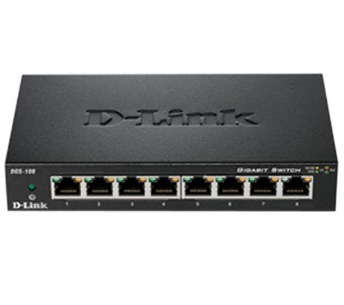 D-Link DGS-108Unmanaged 8-Port 10/100/1000Mbps Switch - 8 x 10/100/1000Base-T