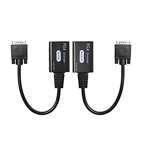 XMSJSIY VGA Extender Over Cat5e/6, VGA Male to RJ45 Ethernet LAN Extender Converter Signal Sender Repeater for HDTV HDPC PS4 STB 1080P Up to 60m (1