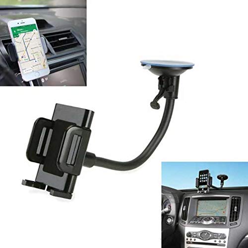 2-in-1 Car Mount Windshield Dash AC Air Vent Phone Holder Rotating Dock Gooseneck for Verizon Motorola Moto Z Droid - Verizon Motorola Moto Z Force