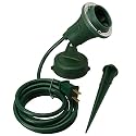 Woods Outdoor Floodlight Fixture With Stake (6-Feet cord; 120V; Green)