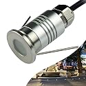 CNBRIGHTER LED Mini In-Ground Well Light-Finger Size,1W 12V DC,120° Wide Beam Angle,IP67 Waterproof,Recessed Marker Indicator Underground Outdoor